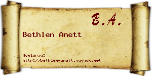 Bethlen Anett névjegykártya